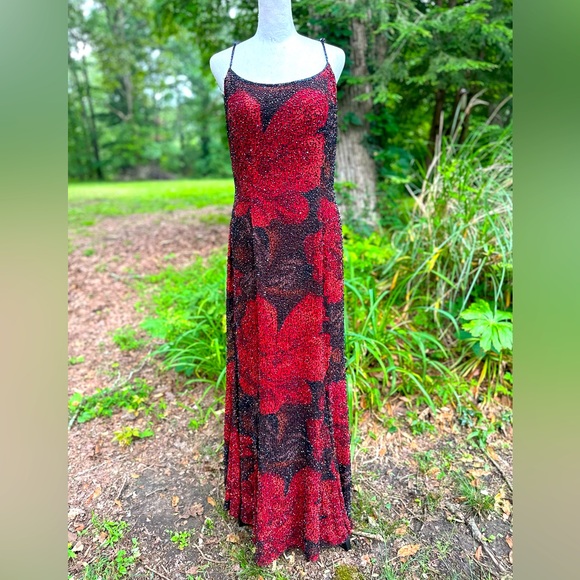 Cache Dresses & Skirts - Vintage cache beaded formal maxi dress